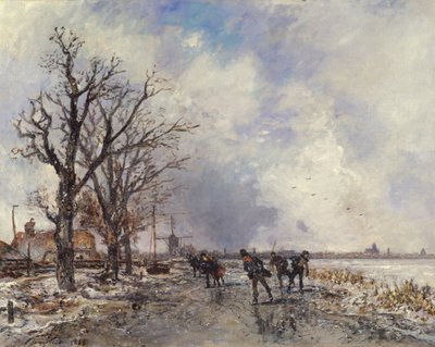 Skatere på floden Schie, nær Rotterdam, 1866 af Johan Barthold Jongkind