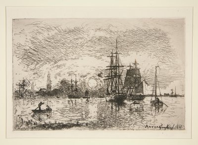 Solnedgang - Port d af Johan-Barthold Jongkind