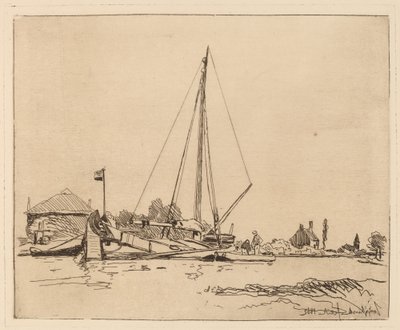 Den fortøjede båd (La Barque amarree) af Johan Barthold Jongkind