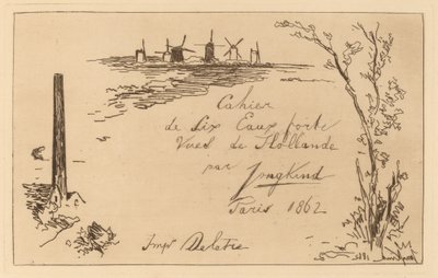 Titelside (Titel på notesbogen med seks raderinger) af Johan Barthold Jongkind