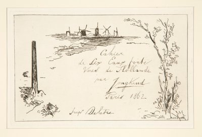 Titel des Notizbuchs mit sechs Radierungen von Johan-Barthold Jongkind