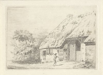 Mand med en spade på en gård af Johan Christiaan Willem Safft