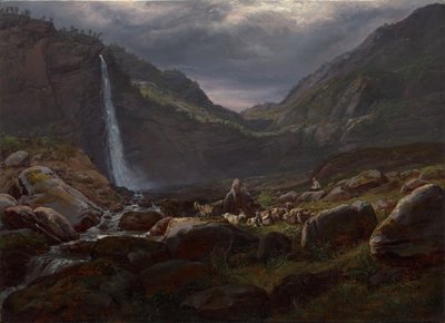 Feige Waterfall (Feifossen), Lysterfjord, Norge af Johan Christian Dahl