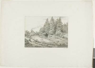Bondegård i en stedsegrøn skov af Johan Christian Dahl