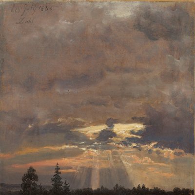Skyundersøgelse med solstråler af Johan Christian Dahl