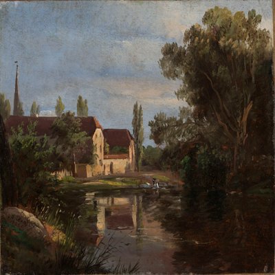Landsbyen Plauen ved floden Weisseritz af Johan Christian Dahl