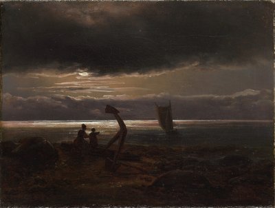 Mor og barn ved havet af Johan Christian Dahl
