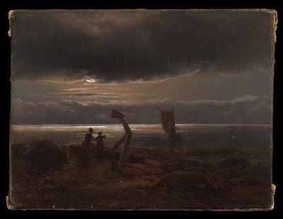 Mor og barn ved havet af Johan Christian Dahl