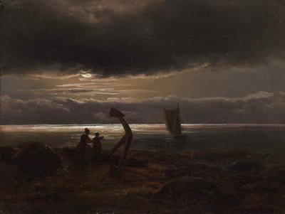 Mor og barn ved havet, 1830. af Johan Christian Dahl