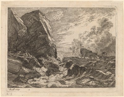 Norsk kyst under en storm af Johan Christian Dahl