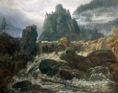 Romantiske ruiner med vandløb, malet af Johan Christian Clausen Dahl (1788-1857). af Johan Christian Dahl