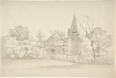 Aller Kirke i Sønderjyllands Amt (Danmark), set fra nord af Johan Christian Dahl
