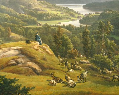 Udsigt over Lysenkloster ved Bergen af Johan Christian Clausen Dahl (1788-1857), Norge 1800-tallet af Johan Christian Dahl