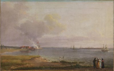 Udsigt over Øresund nær kalkværket af Johan Christian Dahl