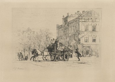 Udsigt over Weesperplein med en brandbil af Johan Conrad Greive