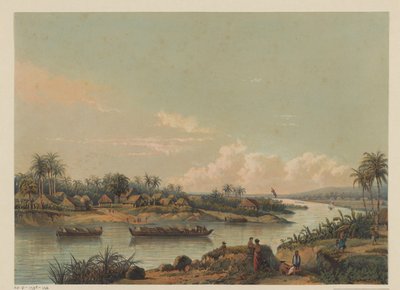 Udsigt over floden Solo i Java Udsigt over floden solo (Tuban-afdelingen, Rembang-residensen.) (titel på objektet) af Johan Conrad Greive