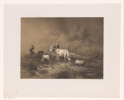 Hyrde med flok i en storm af Johan Daniël Koelman
