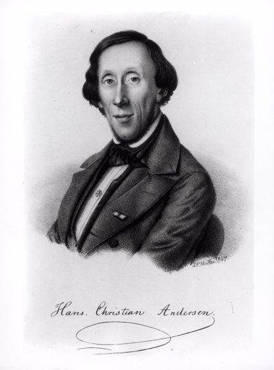 Portrait of Hans Christian Andersen (1805-1875) af Johan Frederick Moller