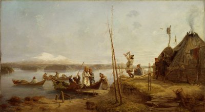 Brudehjemkomst ved Hornavan-søen af Johan Fredrik Hockert
