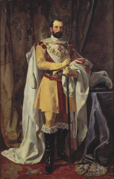 Charles XV roi de Suede - Portræt af kong Charles XV af Sverige (1826-1872), af Hockert, Johan Fredrik (1826-1866). Olie på lærred af Johan Fredrik Hockert