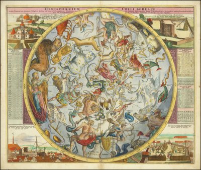 Hemisphaerium Coeli Boreale in quo Fixarum loca secundum Eclipticae ductum ad anum 1730 af Johan Gabriel Doppelmayr