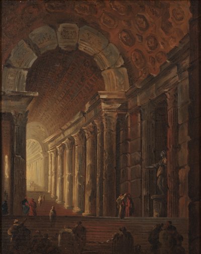 En hvælvet trappe, ca. 1783 (olie på lærred) af Johan Gottlob Brusell