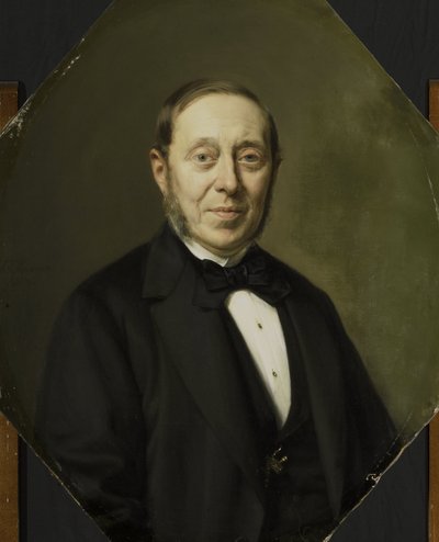 Portræt af Johannes Cornelis van Pappelendam (1810-1884). Kunstner og kunsthandler. Inspektør for Van der Hoop-museet af Johan Heinrich Neuman