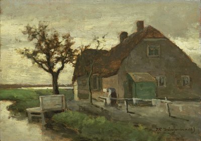 Bondegård ved en kanal af Johan Hendrik Weissenbruch