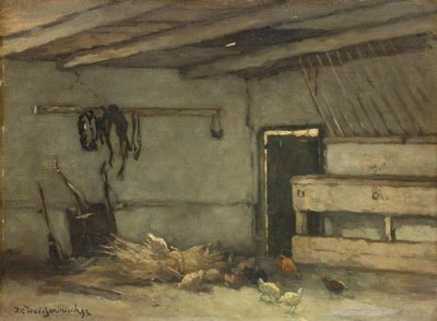 Interiør af en stald af Johan Hendrik Weissenbruch