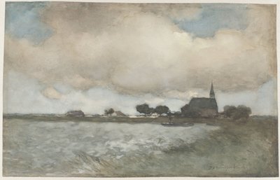 Udsigt over kirken ved Noordse Dorp nær Noorden Udsigt over kirken Noordse Dorp nær Noorden af Johan Hendrik Weissenbruch