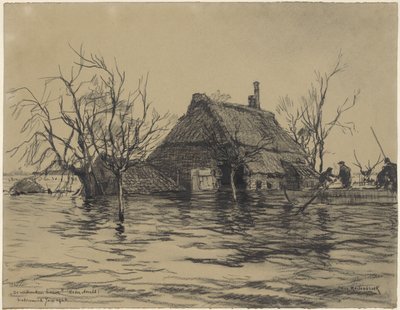 Oversvømmet gård i Neder-Asselt (Land van Maas en Waal) af Johan Hendrik van Mastenbroek