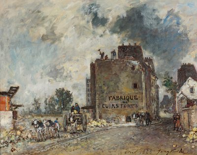 Nedrivningsarbejde i Rue des Franc-Bourgeois St. Marcel af Johan Jongkind