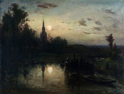 Johan Jongkind - Clair de lune à Overschie af Johan Jongkind
