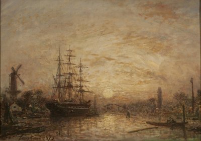 Solnedgang i Holland af Johan Jongkind