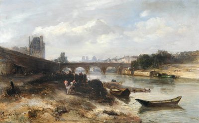 Udsigt over Seinen i retning af Pont Royal og Pavillon de Flore af Johan Jongkind