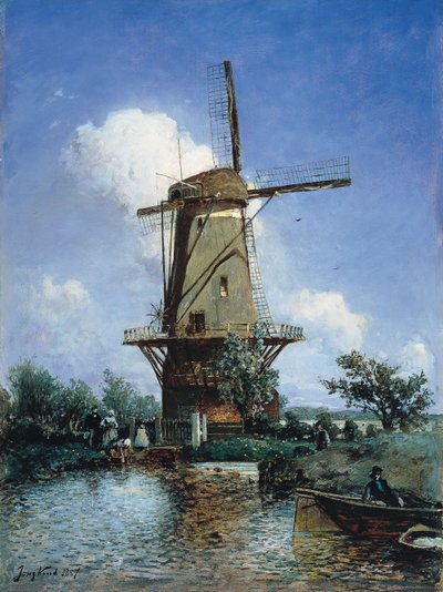 Vindmølle nær Delft af Johan Jongkind
