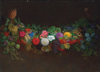 En storslået krans af frugt og blomster, 1840 af Johan Laurents Jensen