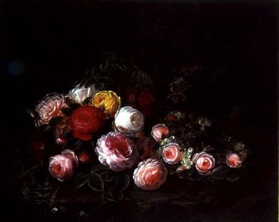 Roses in a Landscape (olie på lærred) af Johan Laurents Jensen