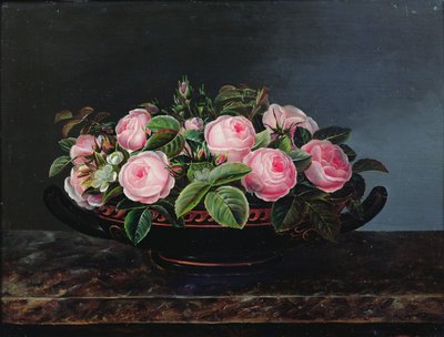 Stilleben af lyserøde roser af Johan Laurents Jensen