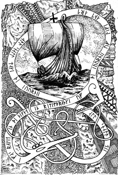Nordisk runeskib af Johan Liewendahl