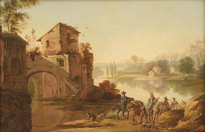 Landskab i italiensk manér af Johan Mandelberg