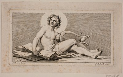 Vignet. En siddende Apollo med harpen af Johan Martin Preisler