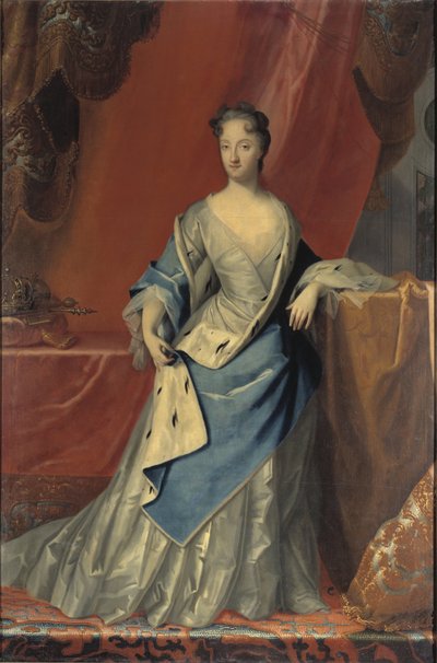 Portræt af Ulrika Eleonora (1688-1741), dronning af Sverige, af Starbus, Johan (1679-1724). Olie på lærred. Mål: 210x135 cm. Nationalmuseet i Stockholm af Johan Starbus
