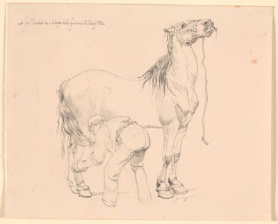 En hest strigles af Johan Thomas Lundbye