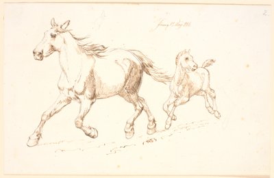 Galloperende hoppe med føl af Johan Thomas Lundbye