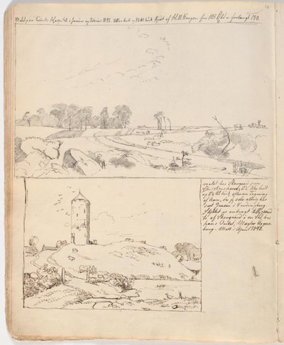 Gåsetårnet i Vordingborg, tegnet på side 16 f.n. af Johan Thomas Lundbye