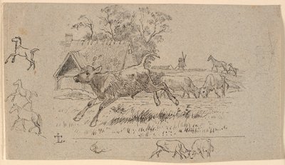 Hjorden. Illustration til Kaalunds "Fabler for Børn". Se kommentar fra arkkatalog. af Johan Thomas Lundbye