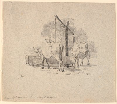 Hønen og koen. Illustration til Kaalunds "Fabler for Børn". Se kommentar fra arkkatalog. af Johan Thomas Lundbye