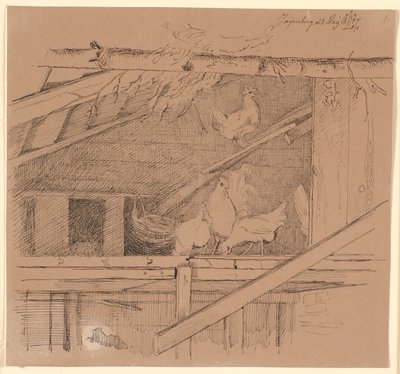 Høns på et loft af Johan Thomas Lundbye