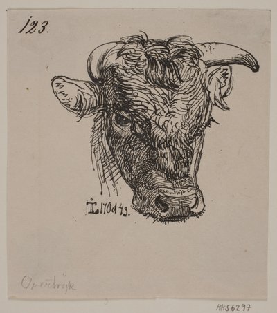 Hovedet af en ung tyr af Johan Thomas Lundbye